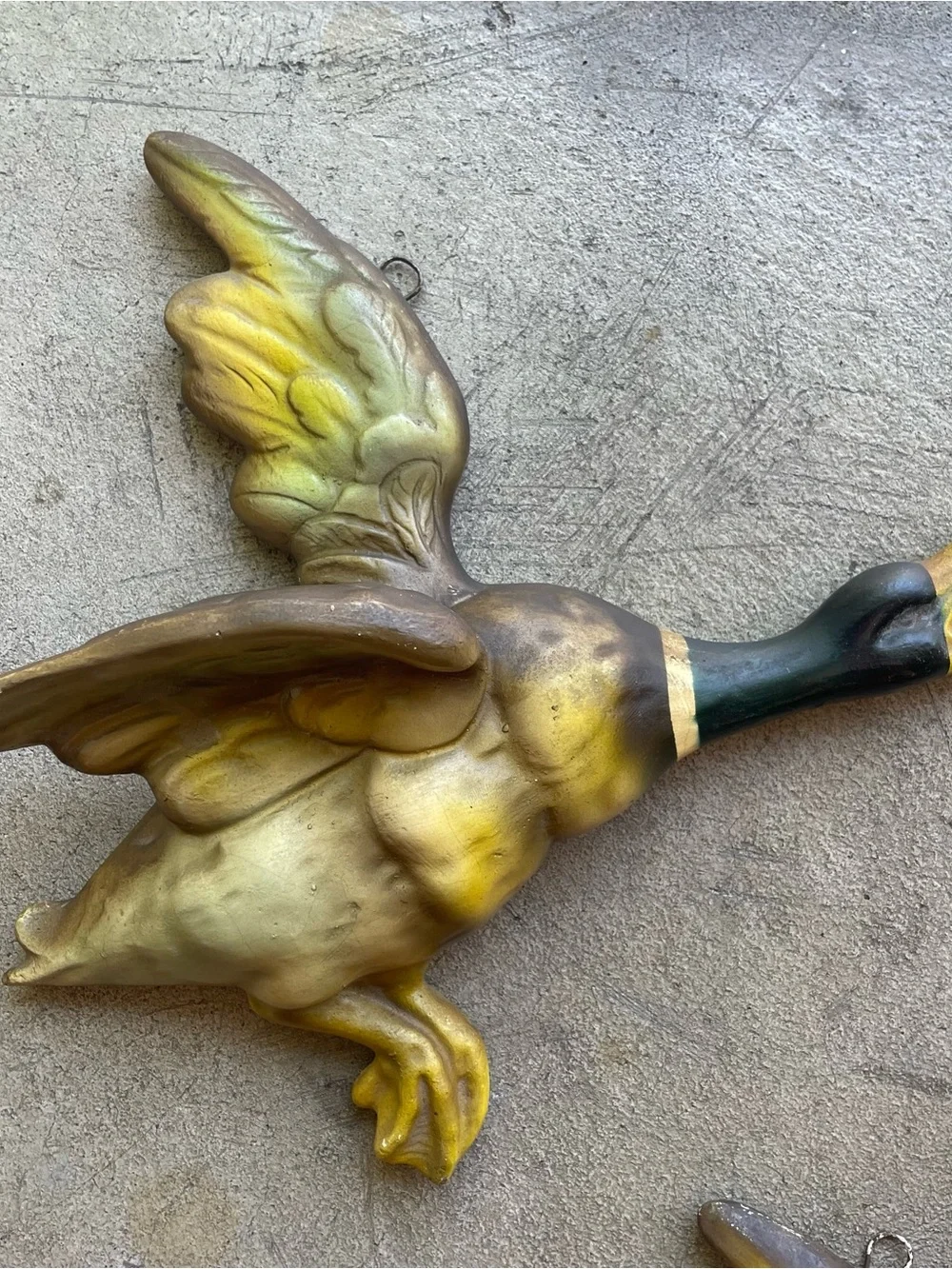 Vintage Devon Ware Kahane Painted Chalkware Wall Ducks 1950's